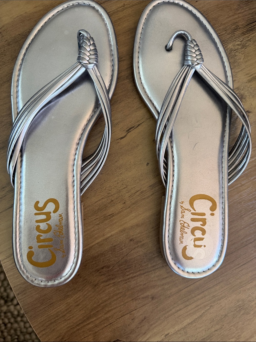 Circus by Sam Edelman Metallic Silver Braided Thong Sandals